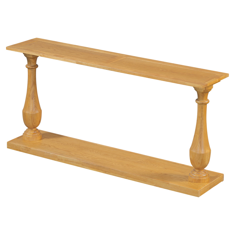 English Elm U_STYLE Vintage Sofa Table with Pine Veneer, Narrow Space-Saving Entryway Console for Home Decor Natural N711P261924O