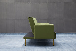 English Elm SOFA Velvet Convertible Sofa Bed with Golden Legs, Solid Wood Frame, Compact Design for Small Spaces Army Green B205P246432