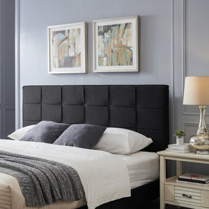 English Elm Christopher Knight Home® - King Linen Upholstered Headboard with Tufted Waffle Stitch, Piped Edges & Adjustable Height, 81" Black 66869.00BLK