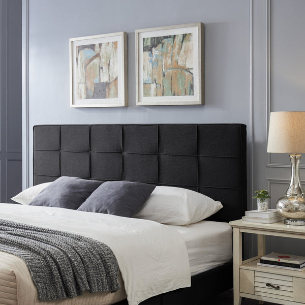 English Elm Christopher Knight Home® - King Linen Upholstered Headboard with Tufted Waffle Stitch, Piped Edges & Adjustable Height, 81" Black 66869.00BLK