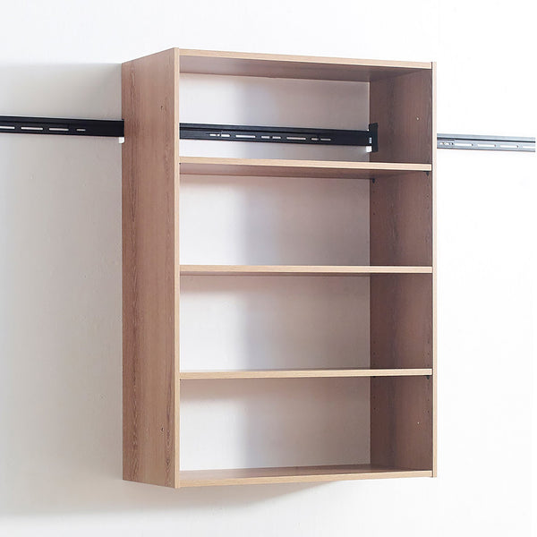 English Elm Devi Oak Wall Closet System — Durable Melamine & Wood Modular Storage, Warm Oak Finish, Easy Assembly B040S00117