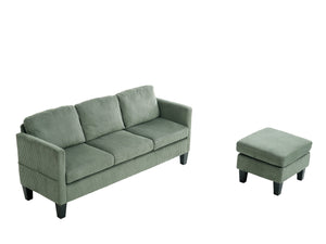 English Elm L-Shaped Corduroy Sofa with Cushioned Cashmere Comfort, Modern Luxury Design for Small Spaces Olive Green W2121P319092