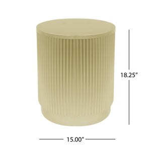English Elm Christopher Knight Home® - Golden Round Side Table with Vertical Stripes — Modern Gold Iron Accent Table, Durable 80 lb Capacity, No Assembly, 15x15x18.25 inches N770P195633G