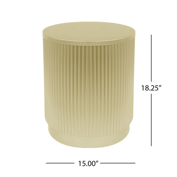 English Elm Christopher Knight Home® - Golden Round Side Table with Vertical Stripes — Modern Gold Iron Accent Table, Durable 80 lb Capacity, No Assembly, 15x15x18.25 inches N770P195633G