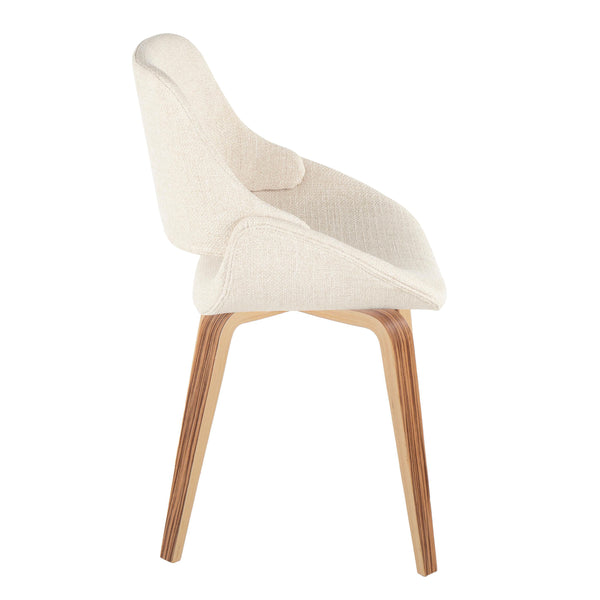 English Elm Fabrico Mid-Century Modern Accent Chair Set Of 2 - Zebra Wood Legs & Cream Fabric For Stylish Comfort B202S01225