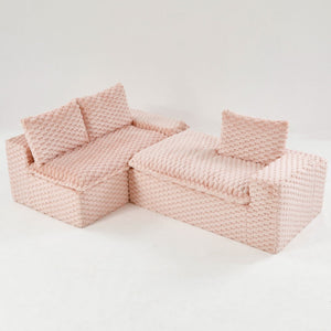 English Elm Pink Turtle Velvet Sofa: Convertible Chaise Lounge For Cozy Living, Seats 3 With Plush Comfort! W3371S00029-GIGA