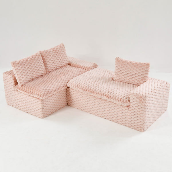 English Elm Pink Turtle Velvet Sofa: Convertible Chaise Lounge For Cozy Living, Seats 3 With Plush Comfort! W3371S00029-GIGA