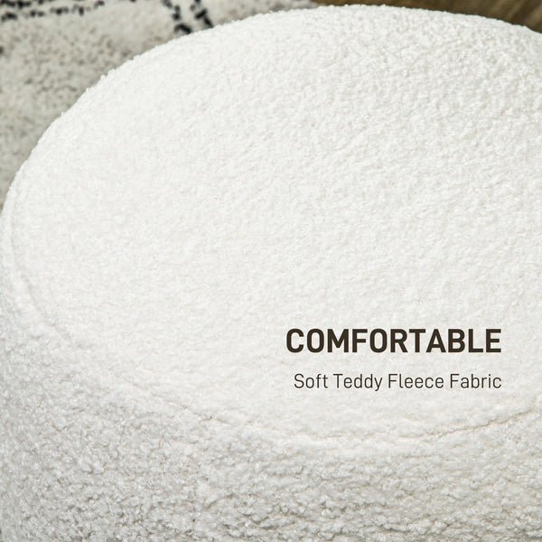 English Elm Homcom Cozy Modern Round Ottoman With Teddy Fleece Upholstery - Stylish Foot Stool For Living Spaces W2225P229299