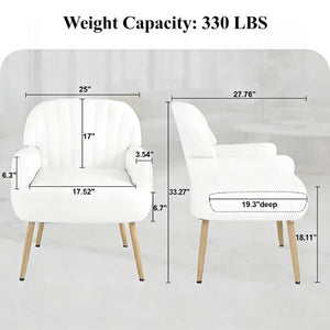 English Elm Velvet Barrel Accent Chair Tufted Shell Back with Metal Legs for Living Room Beige W5722P462508