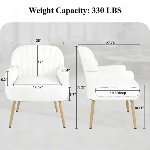English Elm Velvet Barrel Accent Chair Tufted Shell Back with Metal Legs for Living Room Beige W5722P462508