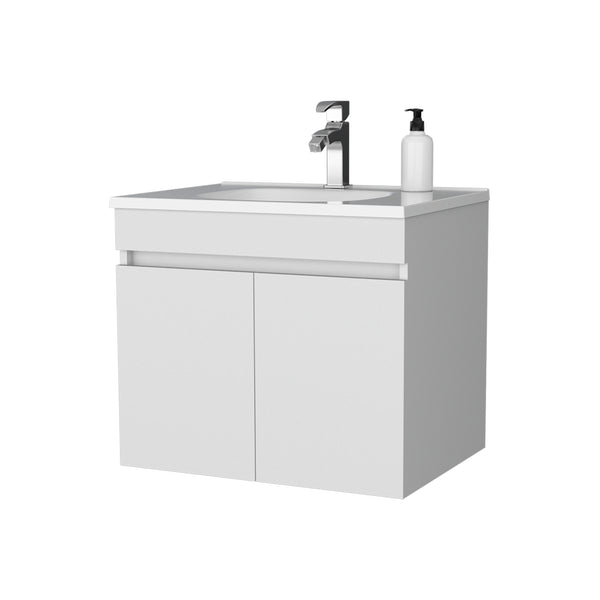 English Elm FM Modern Floating Bathroom Vanity with Integrated Sink and Soft-Close Door for Sleek Storage White 29 L x 23 W x 13 H B128P293883