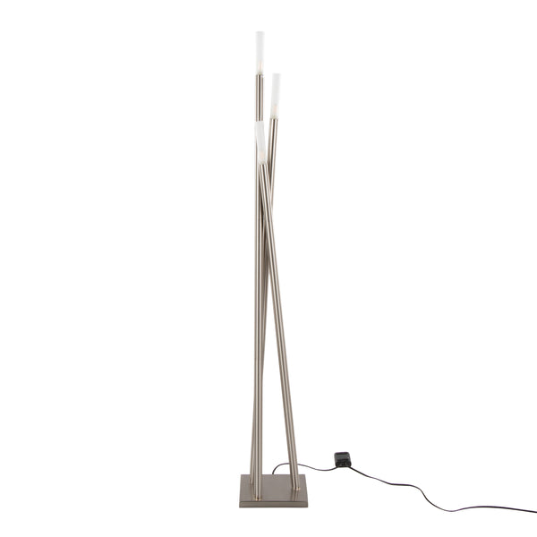 English Elm Icicle Brushed Nickel Floor Lamp by LumiSource — Modern 3-Light Stalactite Design with Frosted Glass Shades B202P224172