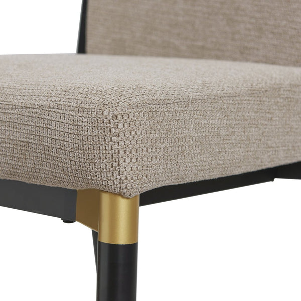 English Elm Modern Armless Counter Stools Set of 2 Upholstered Iron Frame with Gold Accents Black+Brown N771P345828H