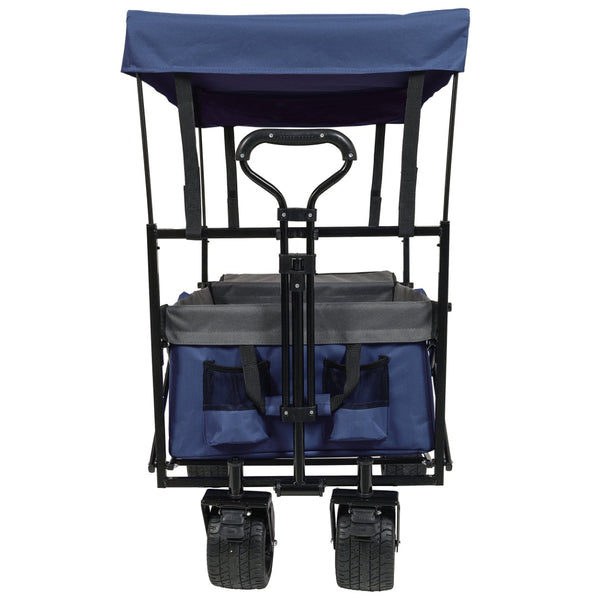 English Elm 480lbs Folding Utility Wagon with Canopy All-terrain Wheels Steel Frame Outdoor Hauler W2932P326773
