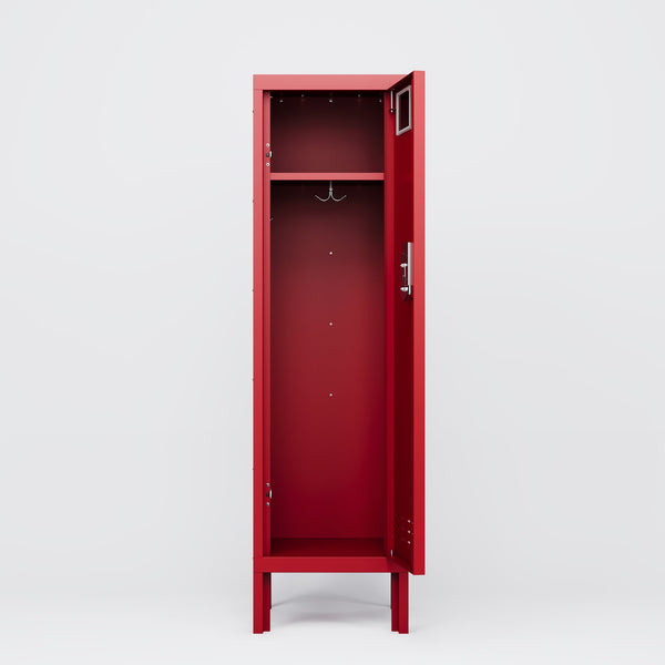 English Elm 1 Door Tall Single Metal Locker Retro-Style Storage Cabinet, Industrial Steel, 54"H x 15"W, Secure Versatile Red W396P271361
