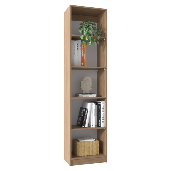English Elm XS Compact Bookcase Narrow 5-Shelf Natural Wood Engineered Shelf Unit for Small Spaces, Durable Assembly-Friendly B097P296882