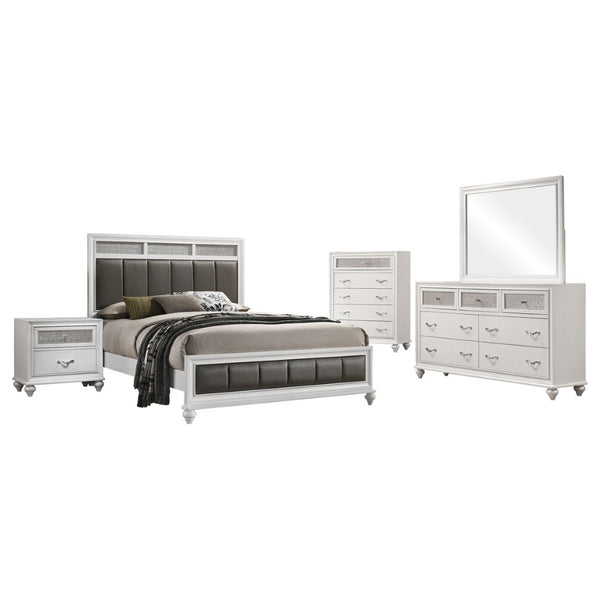 English Elm Randall White 5-Piece Queen Bedroom Set – Glamorous, Elegant Design With Ample Storage Solutions B062S01292-GIGA