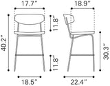 Charon Barstool - Set of 2 Vintage Brown 110260 Zuo Modern