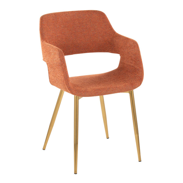 English Elm Margarite Contemporary Dining/Accent Chairs Set Of 2 - Gold Metal & Orange Fabric, Chic Comfort! B202S01264
