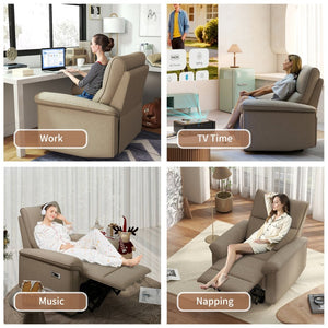 English Elm Power Lift Recliner Velvet Chair with Extended Footrest and Cup Holders for Elderly W1028S00062