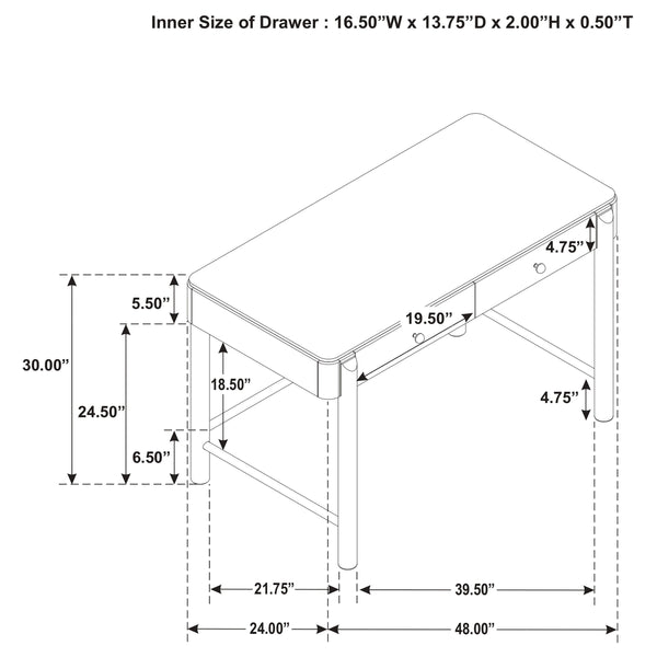 English Elm Anser Modern Coastal 2-Drawer Vanity Desk in Black with Aged Brass Hardware and Rounded Legs — Stylish Console Storage B062P299883