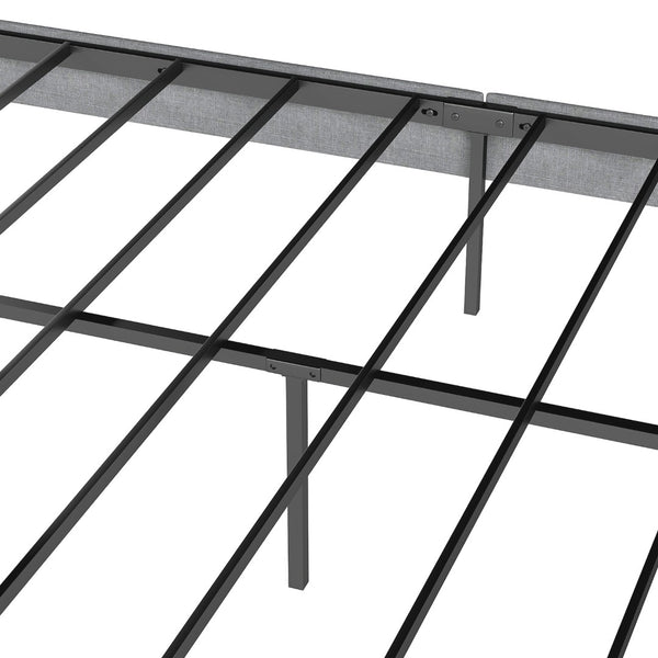 English Elm Queen Upholstered Platform Bed Fabric Headboard 14 Inch Storage No Box Spring T3963P384846