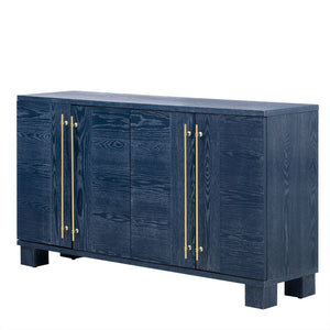 English Elm Trexm Ash Veneer Buffet with Gold Handles Matte Black Lacquer Dining Storage Antique Navy N715P232696M