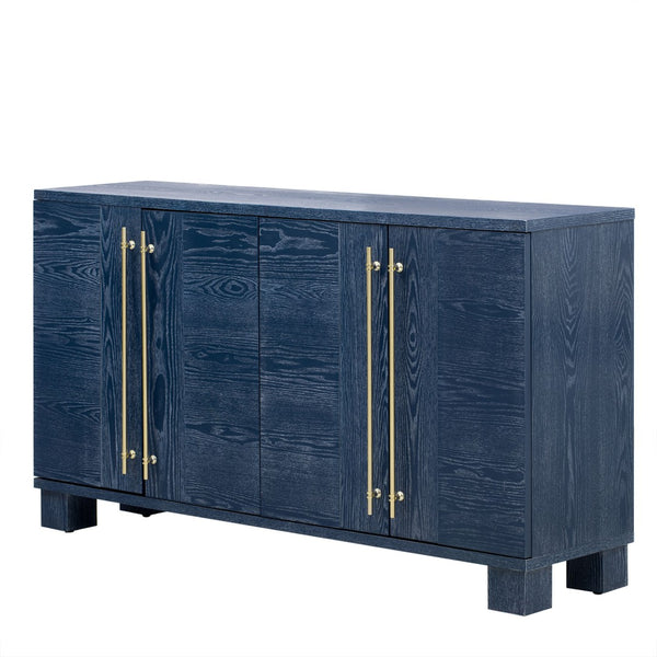 English Elm Trexm Ash Veneer Buffet with Gold Handles Matte Black Lacquer Dining Storage Antique Navy N715P232696M