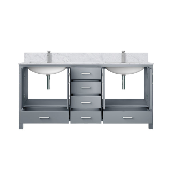 English Elm Dark Grey 72 in Double Bath Vanity with Carrara Marble Top, Soft-Close Drawers, Chrome Faucet Set and Ample Storage B2731P259102