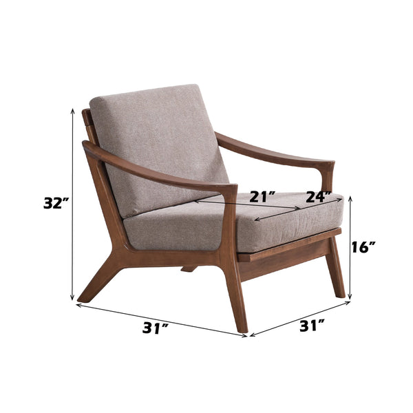 English Elm Lide Light Brown Fabric Accent Chair with Brown Wood Frame, Removable Cushion & 220lb Capacity B2726S00385