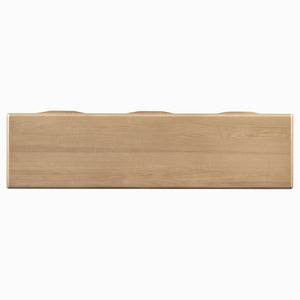 English Elm U_style Oak Veneer Console Table with Three Wave Drawers for Entryway or Foyer Natural N711P401926N