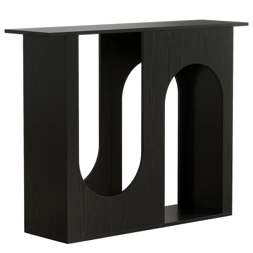 English Elm Hall Console Table Faux Marble Top Gold Geometric Base Modern Entryway Accent T3971P458811