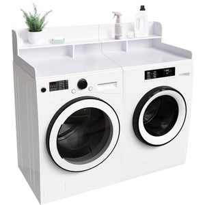 English Elm Washer 54" MDF Laundry Countertop with Raised Edge and Non-Slip Pads, Double-Layer Organizer White W2641P279969