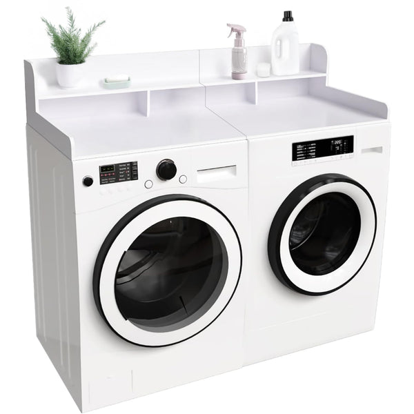 English Elm Washer 54" MDF Laundry Countertop with Raised Edge and Non-Slip Pads, Double-Layer Organizer White W2641P279969