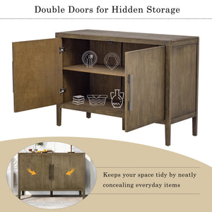English Elm U_STYLE 47.2-Inch Farmhouse Sideboard with Ash Veneer, Double-Door Storage, Iron Handles, Stable Design Espresso N711P241278D