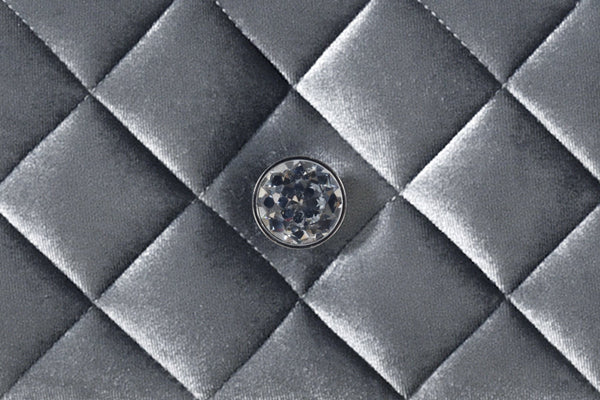 English Elm 1pc Cameo 5-Drawer Chest Velvet Tufted Front with Faux Crystal Knobs — Stylish Bedroom Storage Gray 44 L x 20 W x 51 H B011P228578