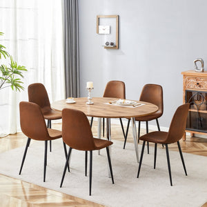English Elm Table and Chair Set Extendable Round Oval Wood Grain Mdf Modern Dining Room W1151S03965