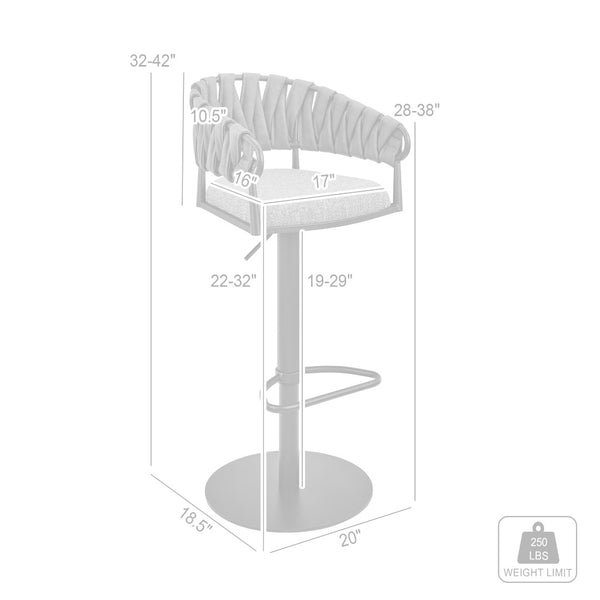 English Elm Blaise Swivel Barstool Adjustable Gas Lift Counter Seat Gray Fabric Black Metal Frame B2736P464827