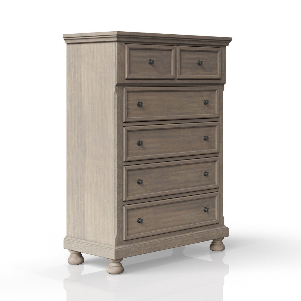 English Elm Antique Solid Wood Seven-Drawer Dresser with Cedar-Lined Bottom Drawers and Side-Mount Guides Antique Gray 41 L x 20.75 W x 51.5 H B2699P208275
