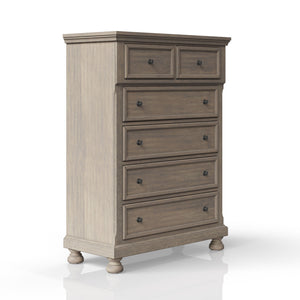 English Elm Antique Solid Wood Seven-Drawer Dresser with Cedar-Lined Bottom Drawers and Side-Mount Guides Antique Gray 41 L x 20.75 W x 51.5 H B2699P208275