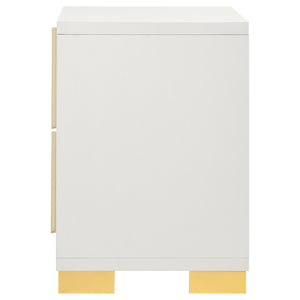 English Elm Jeremiah Art Deco 2-Drawer Nightstand in Crisp White with Gold Accents — Bold Legs, Sleek Storage B062P378336