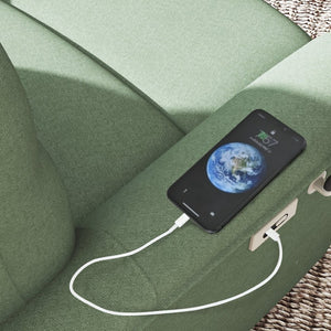 English Elm 270° Swivel Power Recliner Velvet Glider Rocker with Usb Ports for Living Room Dark Green W1028S00059