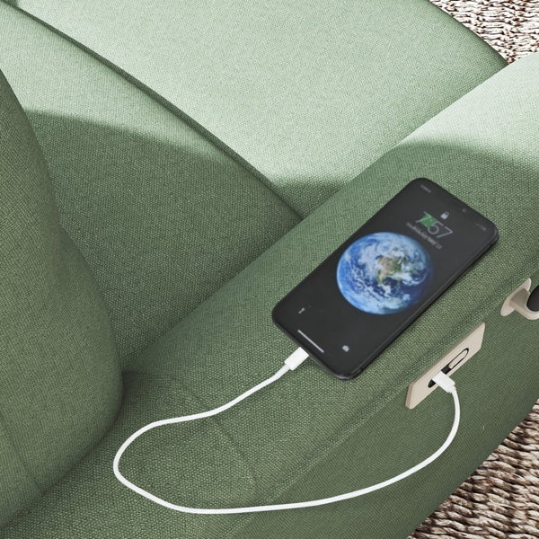 English Elm 270° Swivel Power Recliner Velvet Glider Rocker with Usb Ports for Living Room Dark Green W1028S00059