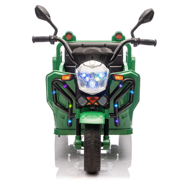 English Elm 12v Kids Electric Cargo Trike with Led Lights Wide Seat Anti-slip Wheels Toddler Ride On Green W1578P336049