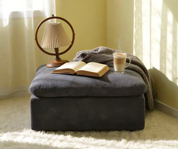 English Elm Coffee Bean Shaped Upholstered Ottoman Foam Core Oversized Square Living Room Seat Dark Gray B2748P476023