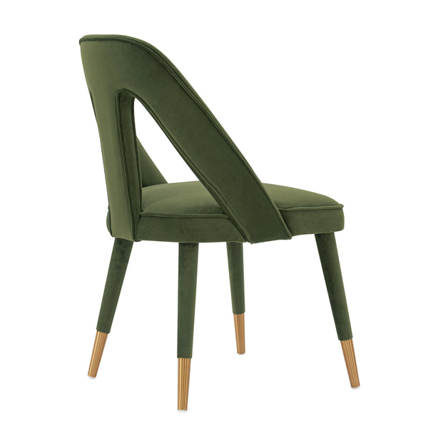 English Elm Neda Upholstered Velvet Dining Chair Olive Green – Solid Elm Frame, Gold-Tip Legs, High-Density Foam Comfort B365P397695