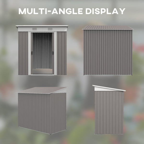 English Elm Outsunny Galvanized Steel Lean to Shed with Sliding Doors and Vented Backyard Storage W2225P174117