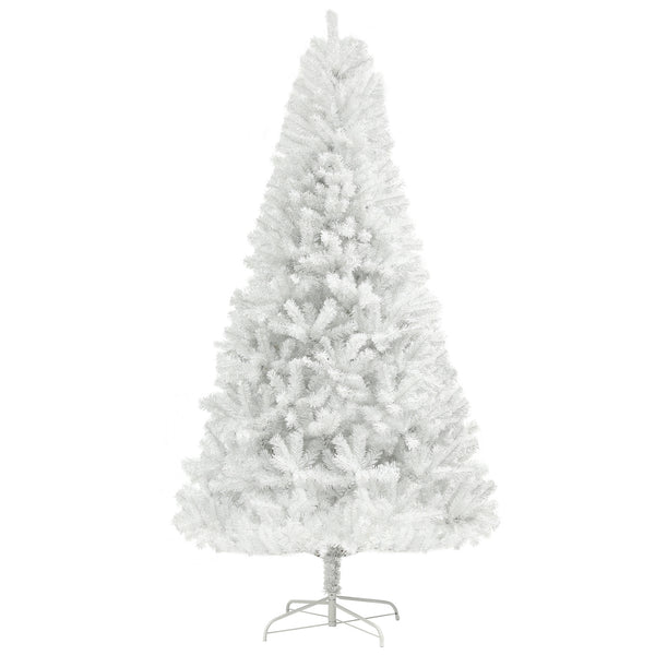 English Elm Homcom 6Ft Tall White Artificial Christmas Tree, Auto-Open, 1000 Branch Tips, Safe Steel Base Décor W2225P229373
