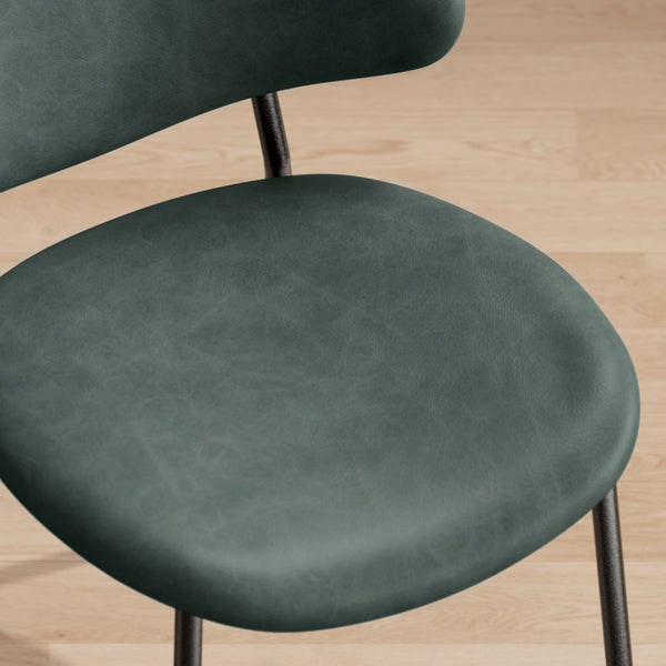 English Elm Set of 4 Upholstered PU Leather Dining Chairs with Curved Backrest and Slim Metal Legs for Stylish Homes Green W3010P291315