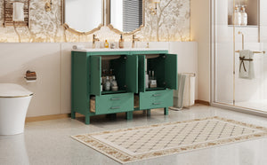 English Elm 48'' Bathroom Vanity with Sink 48.8'' Modern Freestanding 6-Drawer Ceramic Basin Cabinet for Baths Green N710SS00006F